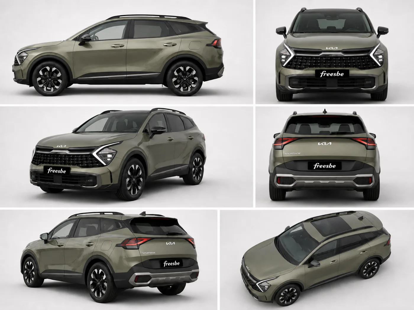Six-angle product sheet of a Kia Sportage 2022