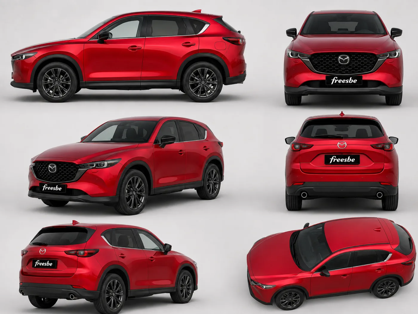 Six-angle product sheet of a red Mazda CX-5